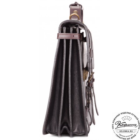 Мужской кожаный портфель "Литтлетон" (чёрный с коричневым)