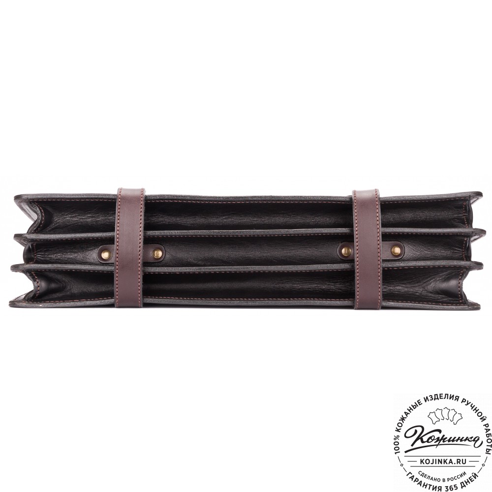 Мужской кожаный портфель "Литтлетон" (чёрный с коричневым)