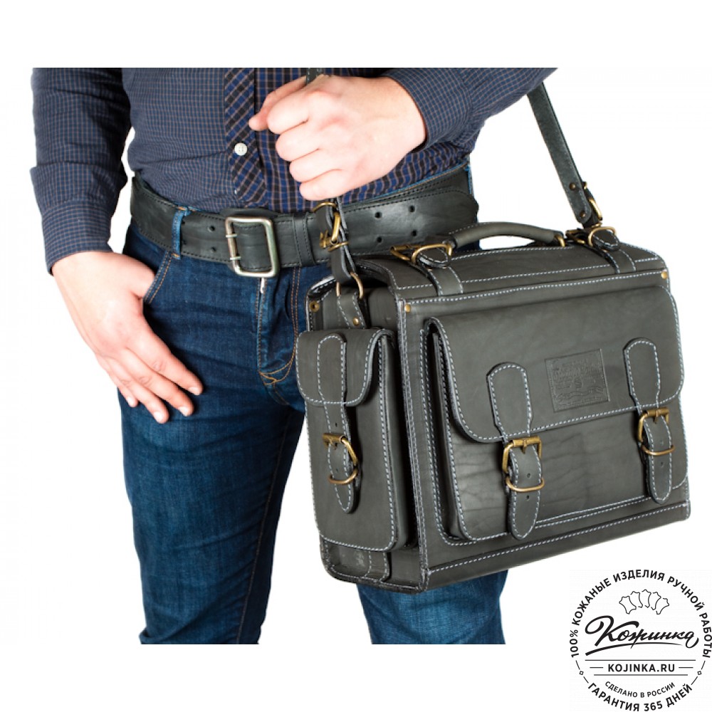 Кожаный портфель "Бойскаут" (чёрный)