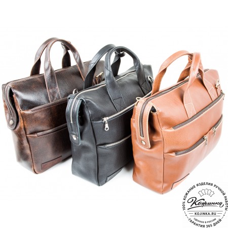 Кожаная деловая сумка "Марк" (черная)