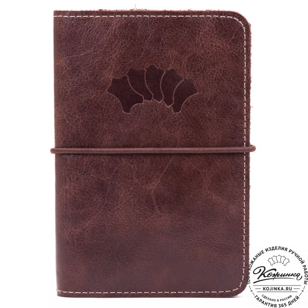 Кожаная обложка на паспорт Прага (коричневая). фото 1