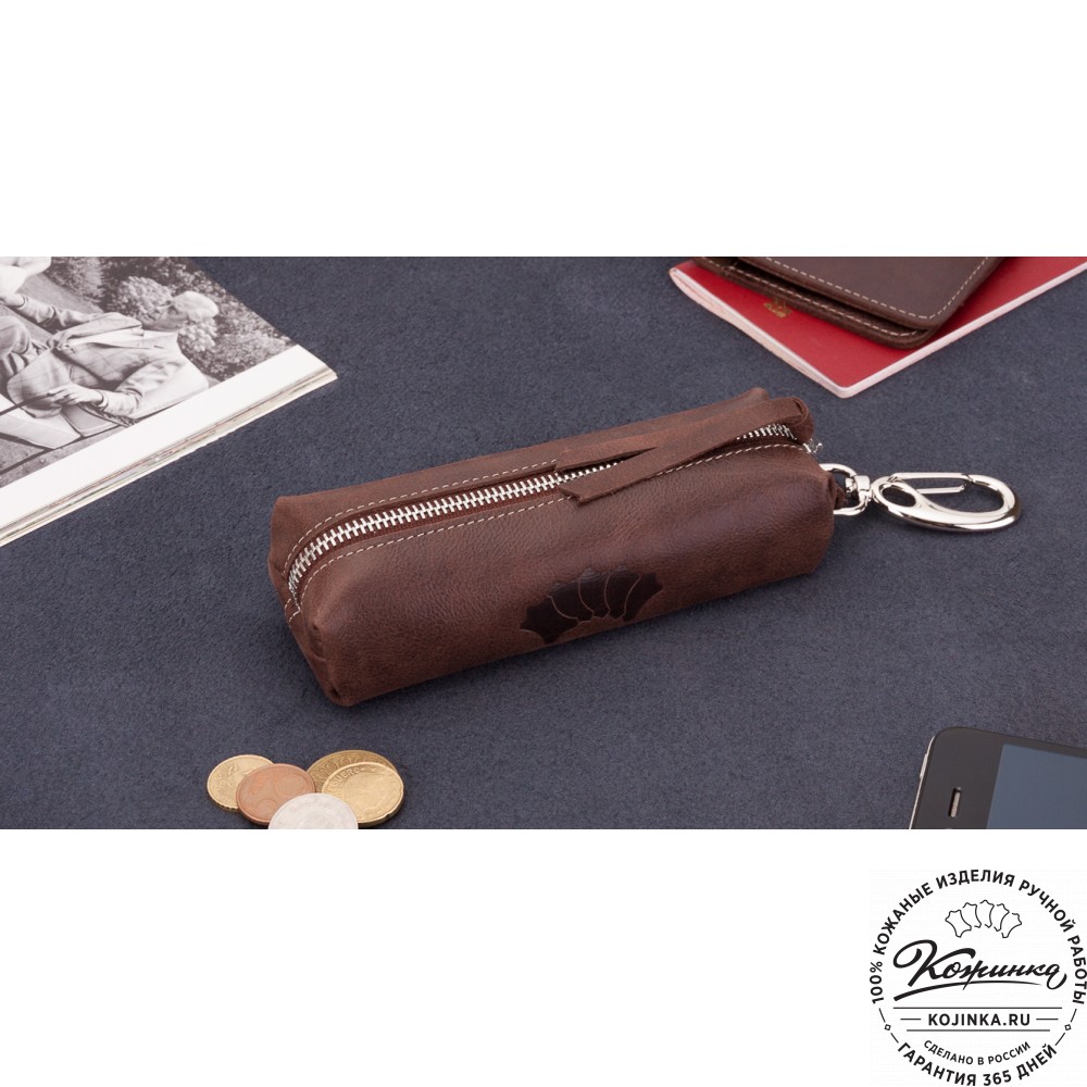Кожаная ключница Барселона (коричневая)
