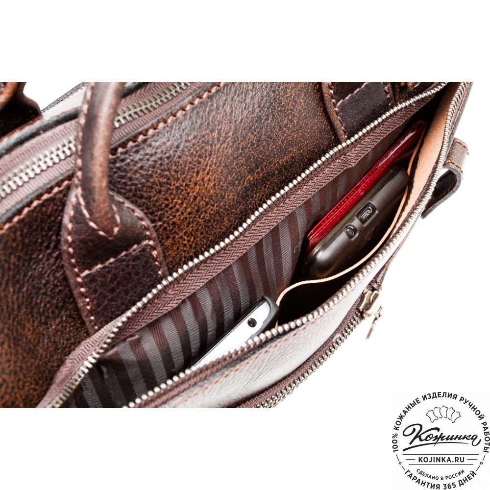 Кожаная деловая сумка "Гранд" (коричневый эксклюзив)