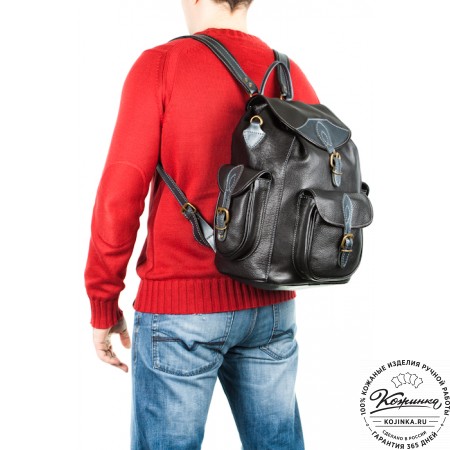 Кожаный рюкзак "Мидл" (чёрный)