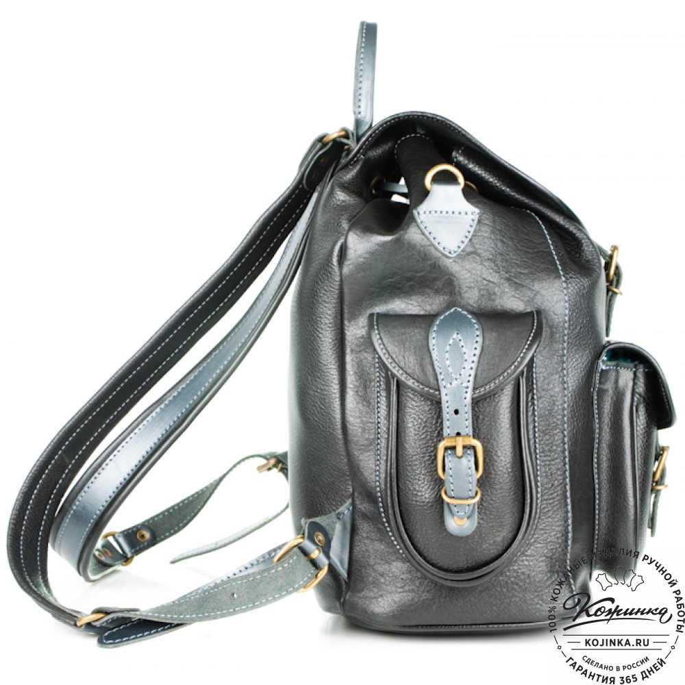 Кожаный рюкзак "Мидл" (чёрный)