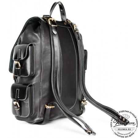 Мужской кожаный рюкзак "Следопыт" (чёрный)