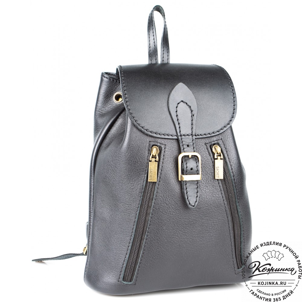 Женский кожаный рюкзак "Жоли" (черный гладкий)