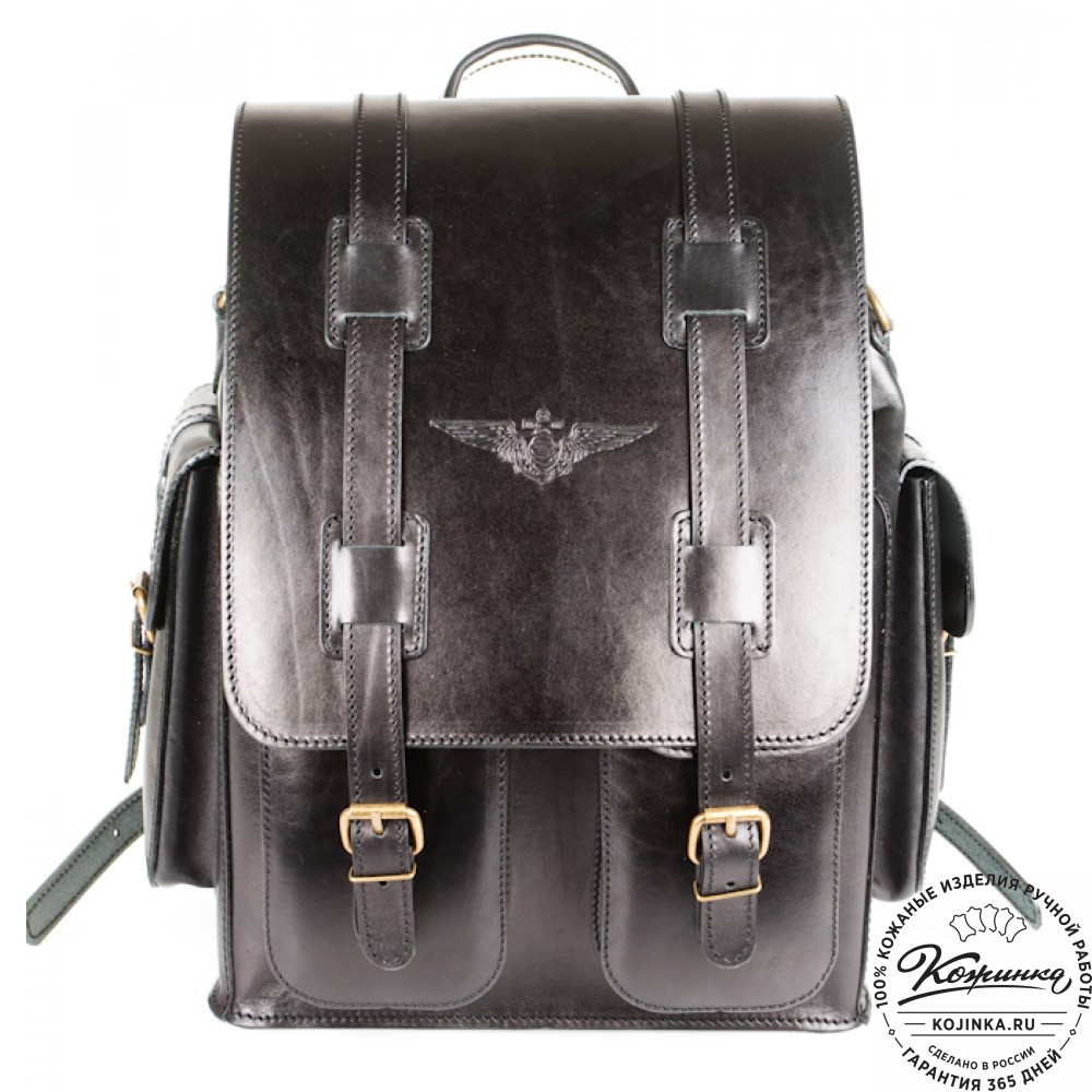 Кожаный рюкзак "Пехотинец" (чёрный)