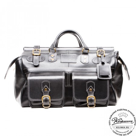 Кожаный дорожный саквояж "Большой" (чёрный)