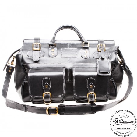 Кожаный дорожный саквояж "Большой" (чёрный)
