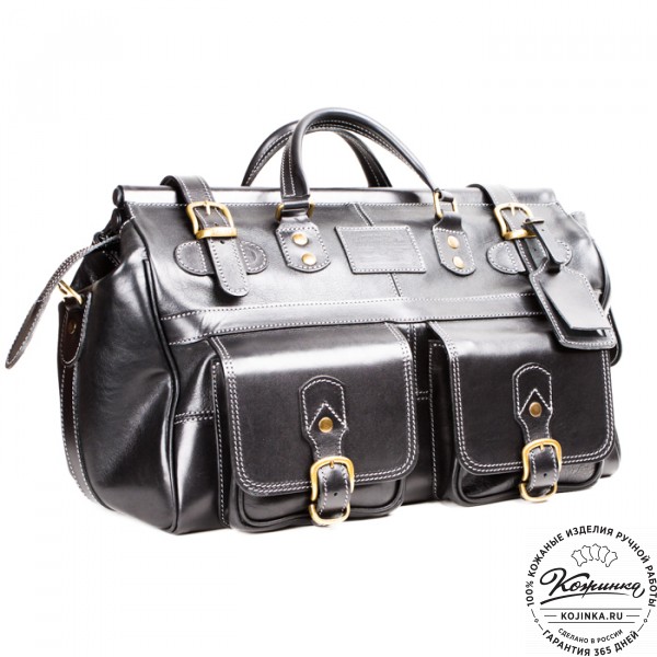 Кожаный дорожный саквояж "Большой" (чёрный). фото 1