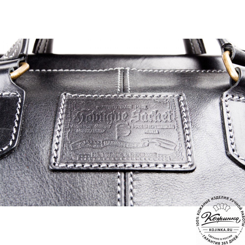 Кожаный дорожный саквояж "Большой" (чёрный)