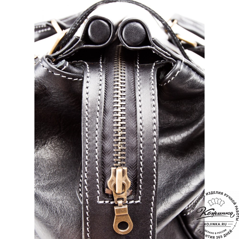 Кожаный дорожный саквояж "Большой" (чёрный)