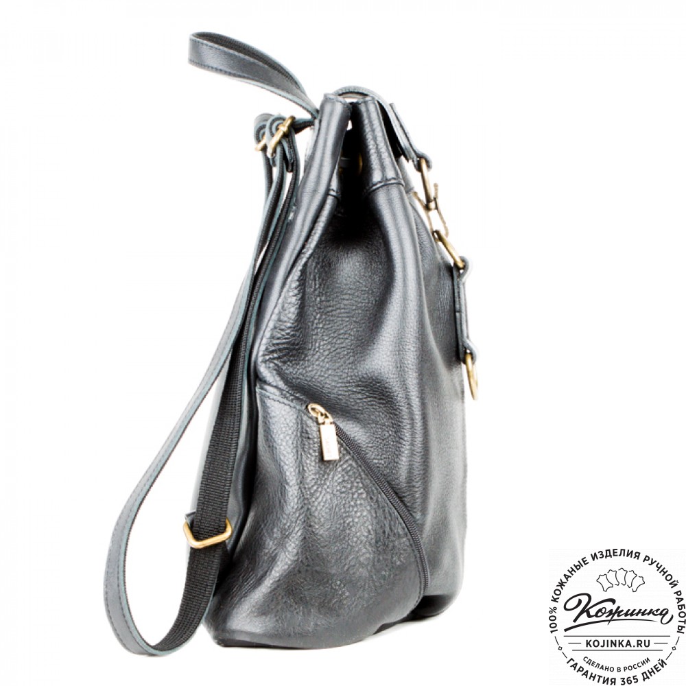 Женский кожаный рюкзак "Скиппи" (чёрный)