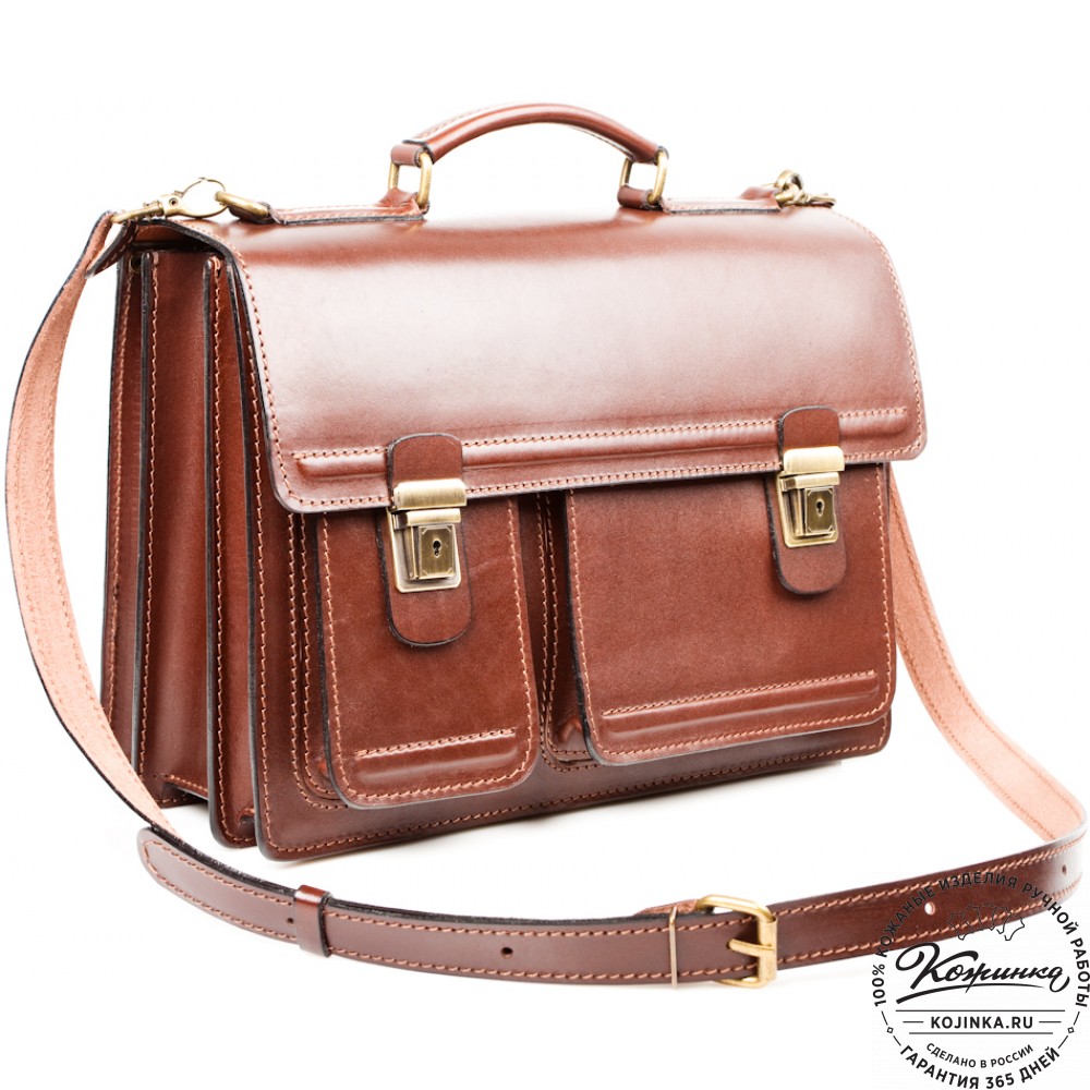 Мужской кожаный портфель "Оптима II" (коричневый)