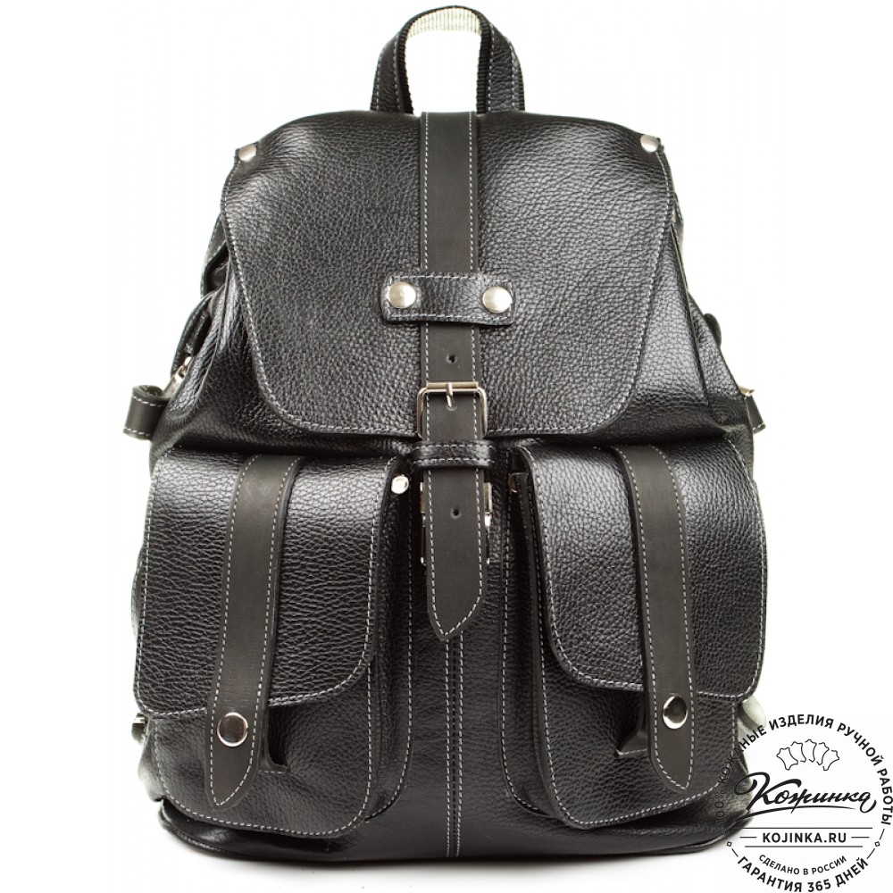 Кожаный рюкзак ручной работы "Эверест" (черный)