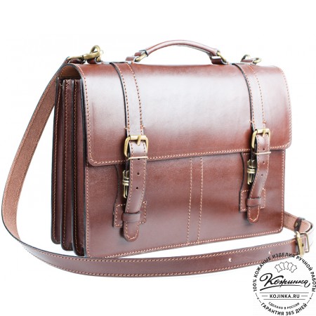 Деловой кожаный портфель "Увертюра" (коричневый)