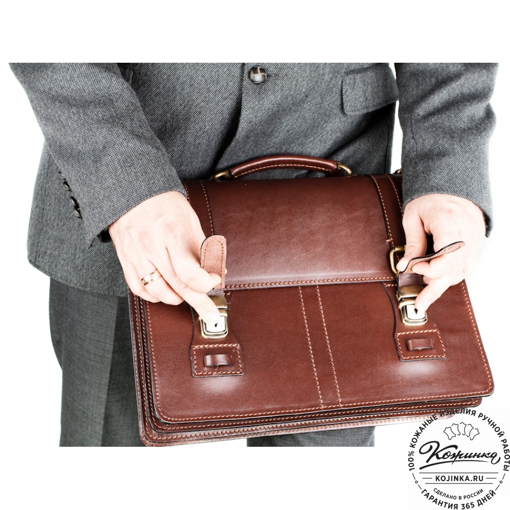 Деловой кожаный портфель "Увертюра" (чёрный)