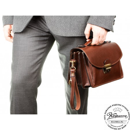 Кожаная барсетка "БС-Б1" (тёмно-коричневая)