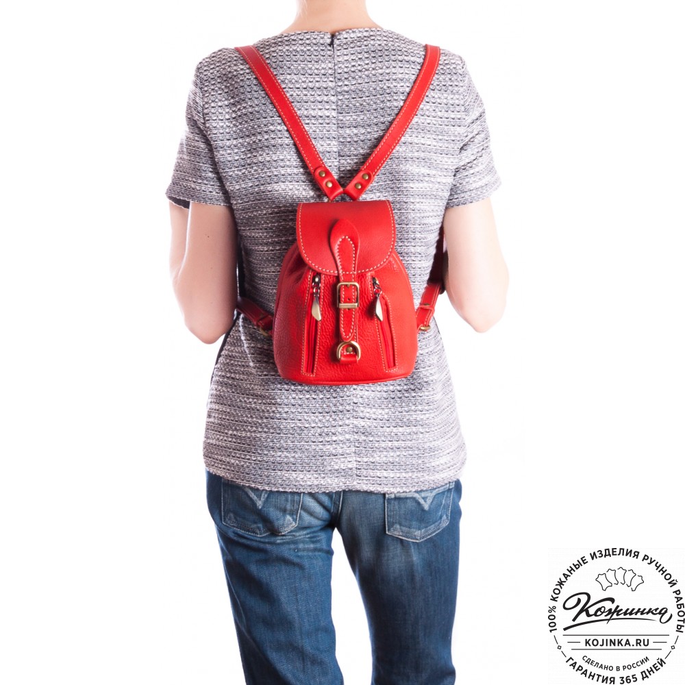 Женский кожаный рюкзак "Колибри" (красный)
